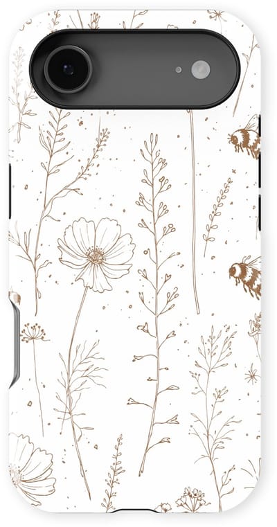 Bloemen Design Hoesje geschikt voor iPhone 17 Air | Flower Print Tough Case met Mag | Shockproof | Bloemen Motief Backcover geschikt voor iPhone 17 Air Meadow Sketch