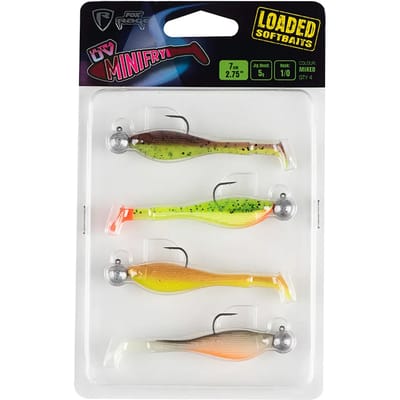 Fox Rage Loaded Softbaits Ultra UV Mini Fry Mixed (4 pcs) 7cm - Jighead 5g - Haak 1/0