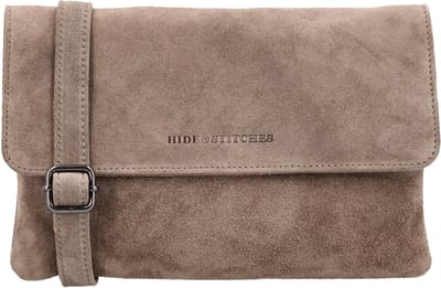 Hide & Stitches Brazos Schoudertas - Clutch - Crossbody - Suede - Leer - Leren Dames Tas - Taupe