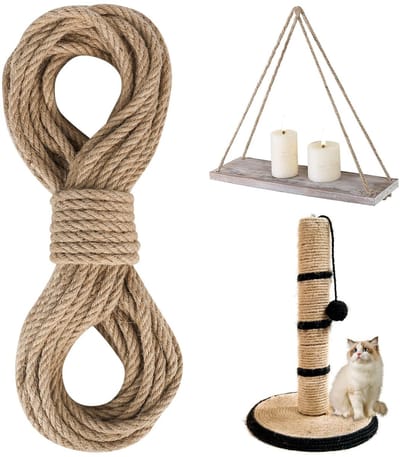 Dailygoody - Jute touw - Sterk henneptouw - Robuust jutekoord 10 mm - 20 meter - Koord voor tuin en decoratie - Geschikt voor knutselprojecten en meer