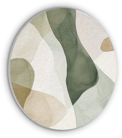 Akoestisch wandpaneel rond 30x30 cm - Vilt schilderij Japandi - Abstract - Groen - Ronde akoestische panelen - Geluidsdempende wanddecoratie - Geluidsisolatie wandcirkel - Muurdecoratie geluidspanelen