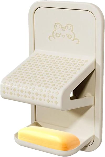 Douche voetensteun - Scheerhulp badkamer - Comfortabel scheren - Boorvrije montage - 22 x 10 x 22 cm - Crèmekleurig