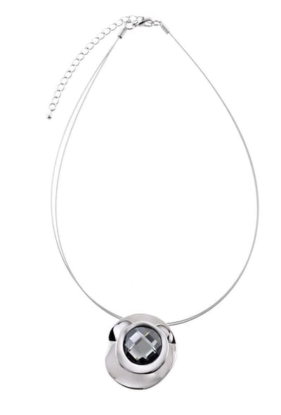 Behave® Korte ketting 40 cm met antraciet glassteen hanger - Nikkelvrij