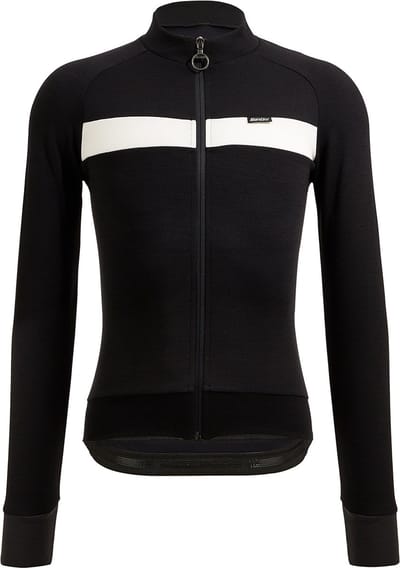 Santini Fietsshirt lange mouwen Heren Zwart - Adapt Wool - Thermal Jersey Black - XXL