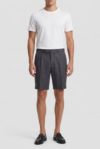 Reiss Linen Short Airforce Blue Size: W28 | Shorts Outlet | Heren | Grijs
