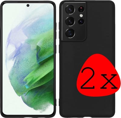 Hoesje 2 Stuks - Geschikt voor Samsung Galaxy S21 Ultra - Sterk & Shockproof - Case Siliconen - Back Cover - Telefoon Hoes - Zwart