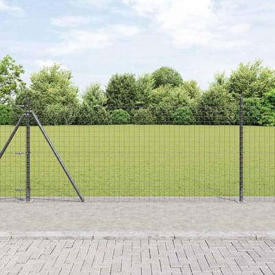 Tuinhek Omheining - Draadhek Begrenzing - Buiten Afbakenen - Gepoedercoat Staal - 10 Meter - Grijs