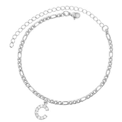 Enkelbandje - Enkelbandjes Dames - Enkelbandje Zilver - Initials - Zilverkleurig RVS - Letter C