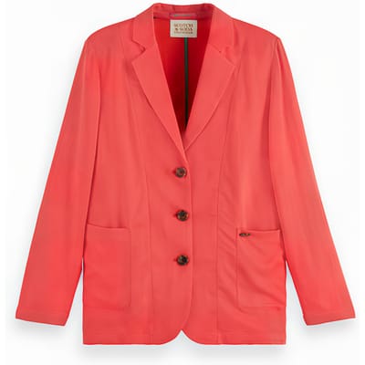 Scotch & Soda Boxy Unlined Single Breasted Blazer Fiery Rose Maat: XS | Blazers Outlet | Dames | Blauw