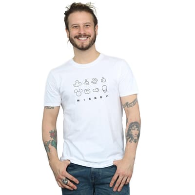 Disney Heren Mickey Mouse Deconstructed T-shirt (Wit)