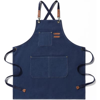 Professioneel Keukenschort, Oliebestendige Canvas Schorten met Groot Vak voor Mannen Vrouwen, Koks Werk Schort voor Grill Restaurant Bar