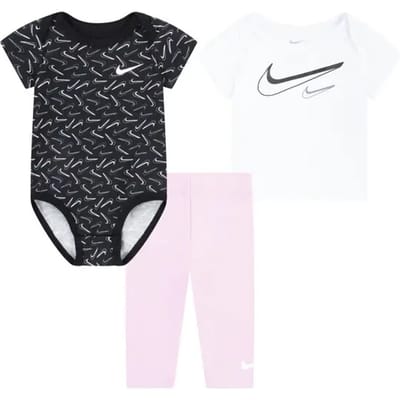 Nike - Meisjes - Nike Babyset Giftpack 3-Pcs - Roze/Wit/Zwart - Maat 68-74
