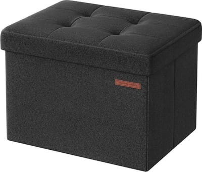 Zitbank met opbergruimte - 41 cm, inklapbaar - Zitkist opbergdoos - Voetenbank - Basiszwart