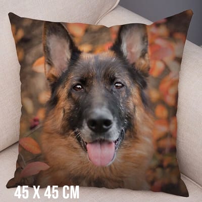 Allernieuwste® Kussen Duitse Herder Herdershond 2 - Kussenhoes polyester peach skin Perzikhuid - Honden Kussenovertrek - Kleur 45 x 45 cm