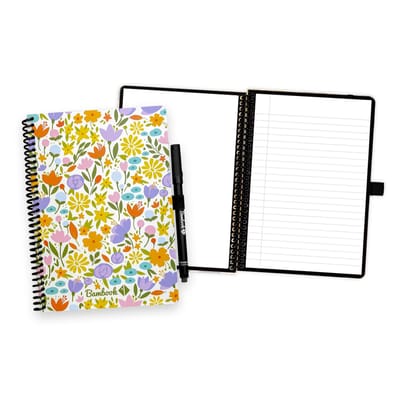 Bambook Floral uitwisbaar notitieboek - Spring - A5 - Blanco & lined - Duurzaam, herbruikbaar whiteboard schrift - Met 1 gratis stift