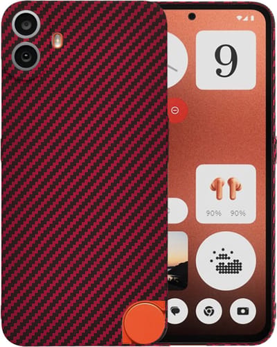 Hoesje geschikt voor Nothing CMF Phone 1 - Techsuit Carbonite FiberShell Carbon Back Cover - Rood