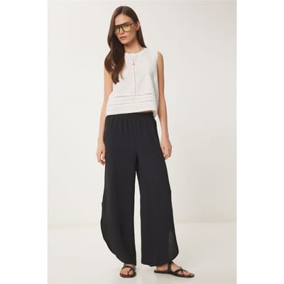 Wijde Leg Textured Pull-On Broek