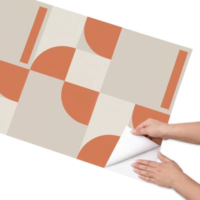 Coloray Meubel Wrap Folie - Beige Meubelfolie - 65x130 cm - Plakfolie Meubels Vintage vormen - Decoratiefolie Zelfklevend - Minimalist Meubelfolie - Meubelfolie Zelfklevend - Badkamer decoratie - Geometrie