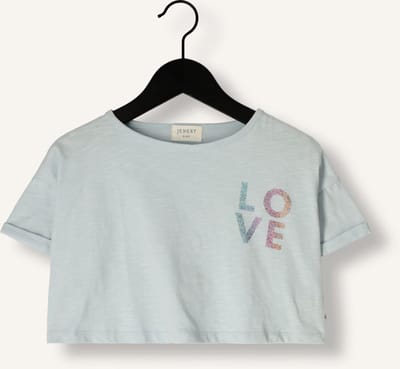 JENEST Lizzy Cropped T-shirt Tops & T-shirts Meisjes - Shirt - Lichtblauw - Maat 98/104