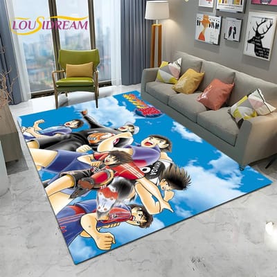 Captain Tsubasa Anime Voetbal Cartoon Tapijt Tapijt voor Thuis Woonkamer Slaapkamer Bank Deurmat Decor, kinderen Gebied Tapijt Antislip Vloermat 40x60cm