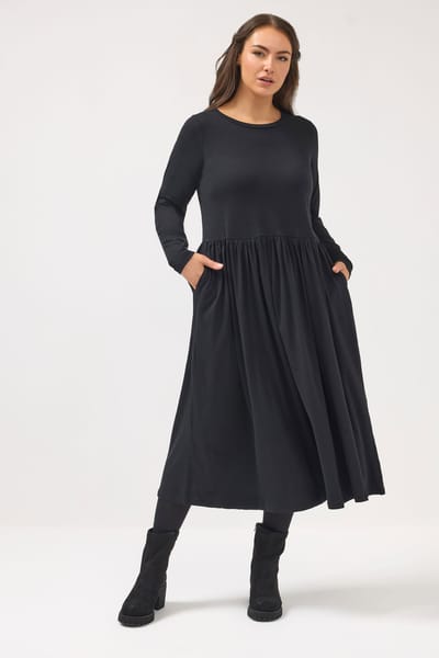 Yours Zwarte Peplum Maxi Jurk Size 42