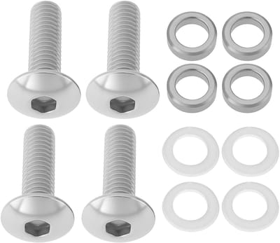 Allecto - M6 Bouten en Kragen - Roestvrij Staal - 4 Sets - Motorfietsen - Duurzaam en sterk - Ideaal voor reparaties - Geschikt voor Triumph - Kleu...