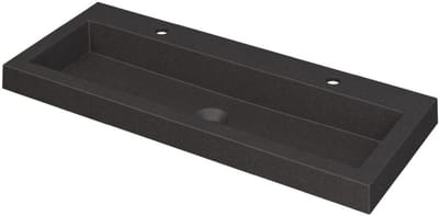 INK Dock Wastafel Quartz met 2 Kraangaten - 1000x400x60 mm - Quartz Zwart