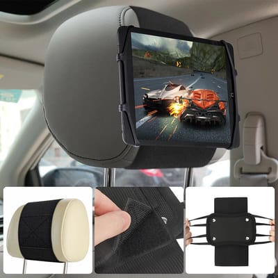 Verstelbare Auto Hoofdsteun Houder - Universele Rekbare Siliconen Tablethouder - Beugel Autostoel Rugleuning Compatibel Tablet Universeel etc.