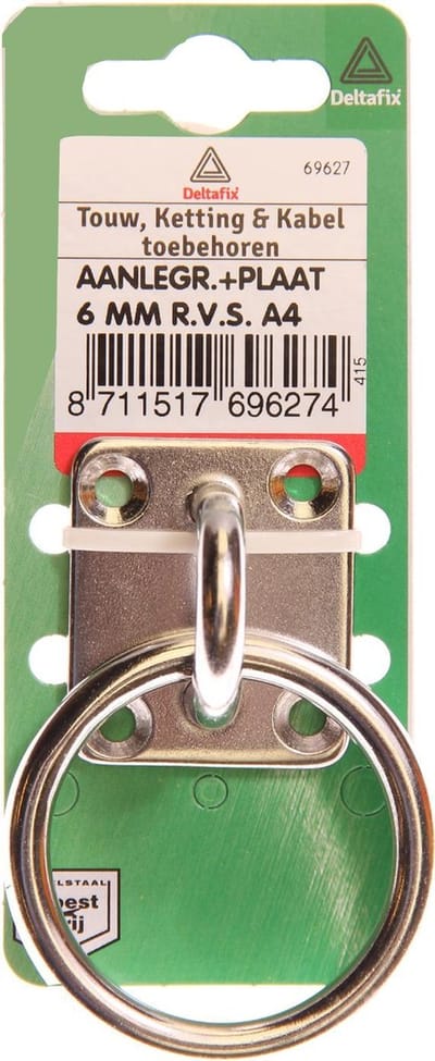 aanlegring + plaat 6mm RVS A4