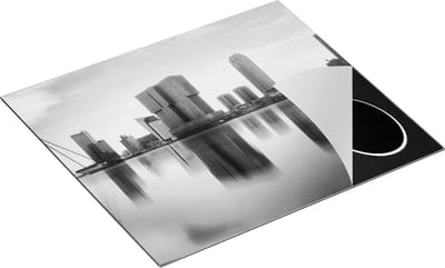 Chefcare Inductie Beschermer Rotterdamse Skyline met de Erasmusbrug - Zwart Wit - 60x50 cm - Afdekplaat Inductie - Kookplaat Beschermer - Inductie Mat