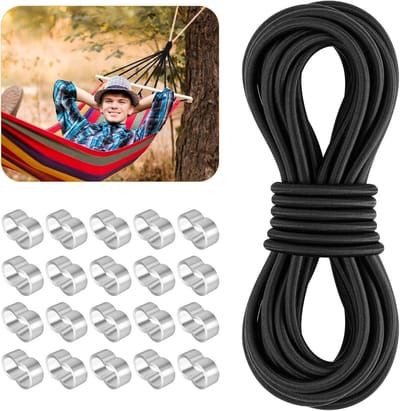 Zwarte Expander Touw 8mm 10m - Bungee Koord voor Vrachtwagenzeilen, Kamperen en DIY Projecten