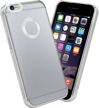 Cadorabo Hoesje geschikt voor Apple iPhone 6 / 6S in Transparant - Zilver - Beschermhoes gemaakt van flexibel TPU silicone Case Cover met Chrome applicatie