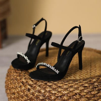Schoenen met hoge hakken Stiletto Waterdichte Platform Sandalen Dames Strass Avond Prinsessenschoenen Mode Zomer Nieuw 38 black