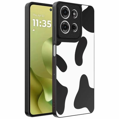 Geschikt voor Motorola Moto G86 Telefoonhoesje met Koeienvlekken Opdruk - TPU Backcover Case With Cow Patches Design - Smartphonica geschikt voor Motorola Moto G86