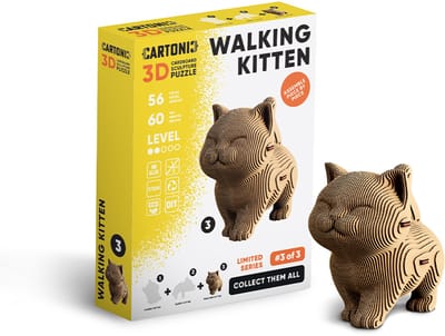 CARTONIC-3D PUZZLE -WALKING KITTEN- puzzelen karton 3D DIY Creatief Speelgoed Decoratie Interieur Cadeau Ecologisch Voor kinderen en volwassenen
