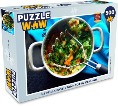 Puzzel Nederlandse stamppot in een pan - Legpuzzel - Puzzel 500 stukjes
