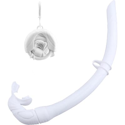 Siliconen opvouwbare snorkel met compacte opbergdoos Dames Heren Oprolbare snorkel Natte ademslang voor snorkelen wit
