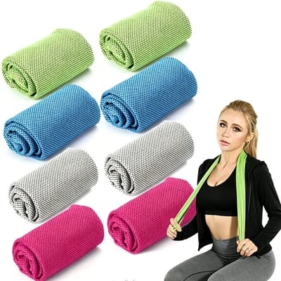 Koelhanddoeken Set van 8 - Sport Koelhanddoek voor Nek en Hoofd - Herbruikbare Instant Cooling Handdoeken voor Sport, Fitness, Hardlopen, Yoga en Outdoor Activiteiten - 8 Stuks