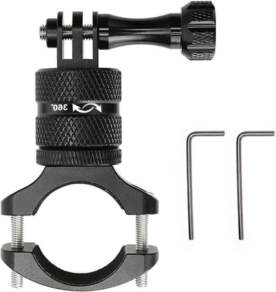 Handlebar bevestiging voor sportcamera van aluminium met 360 graden rotatie, geschikt voor fiets en motor, inclusief montageband en adapter voor dynamische actie-opnames