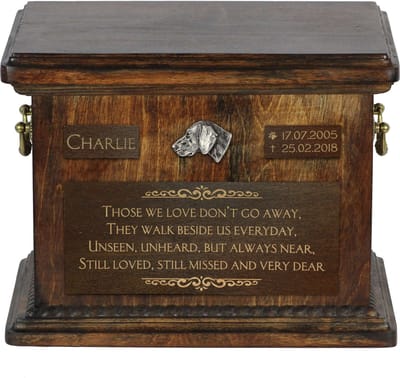Weimaraner urn - gepersonaliseerde gedenkdoos voor hondenas