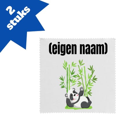 Akyol - liggende panda en bamboe met eigen naam brillendoekjes - Panda - panda liefhebbers - iemand die houdt van panda's - verjaardag - cadeau - kado - 17,8 bij 17,8 cm - 2 stuks