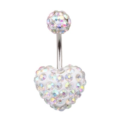 Fako Bijoux® - Navelpiercing - Disco Dots Duo - Hart - Wit MC