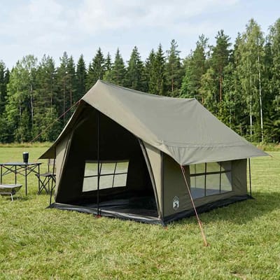 vidaXL - Huisje - Tent - Leger - Groen - 340 - x - 246 - x - 210 - cm - Polykatoen