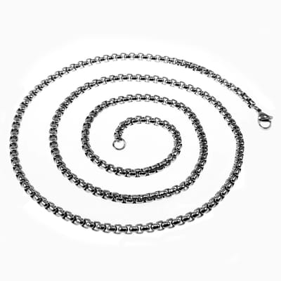 60cm x 3mm Jasseron Ketting Dames - Heren - Stalen Zilverkleur - Ronde Box Schakelketting60cm x