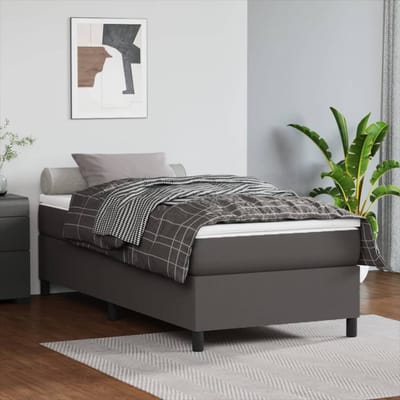 vidaXL - Boxspring - bed - kunstleer - grijs - 80x200 - cm