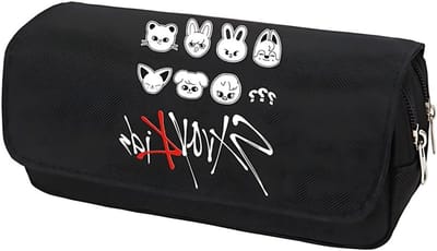 Grote Kpop Pennenzak voor tieners, ideaal als cadeau, schoolbenodigdheden en make-up tas voor fans van Stray Kids, perfect voor verjaardagen en Kpop merchandise.