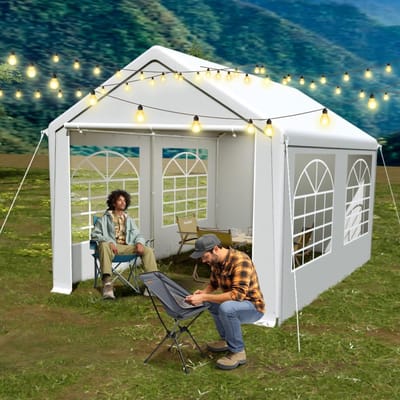 Robuuste Partytent - Tuintent Paviljoen - Buitenfeesten Organiseren - Weerbestendig PE Dak - 3 x 4 Meter - Wit