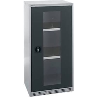Schäfer Shop Genius FS vitrinekast, staal, met ventilatieopeningen, B 545 x D 430 x H 1105 mm, 3 OH, alu wit/antracietgrijs, tot 250 kg