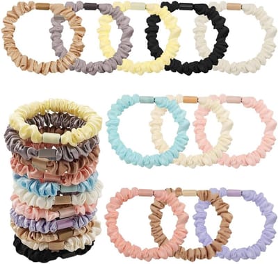 22-delige Set Satijnen Scrunchy Haarbanden - Elastische Haarstrikken voor Ponytails, Kleurige en Zachte Scrunchies voor Vrouwen en Meisjes, Geen Schade en Frizz Preventie