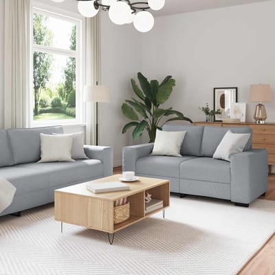 vidaXL - 3-delige - Loungeset - met - kussens - stof - lichtgrijs
